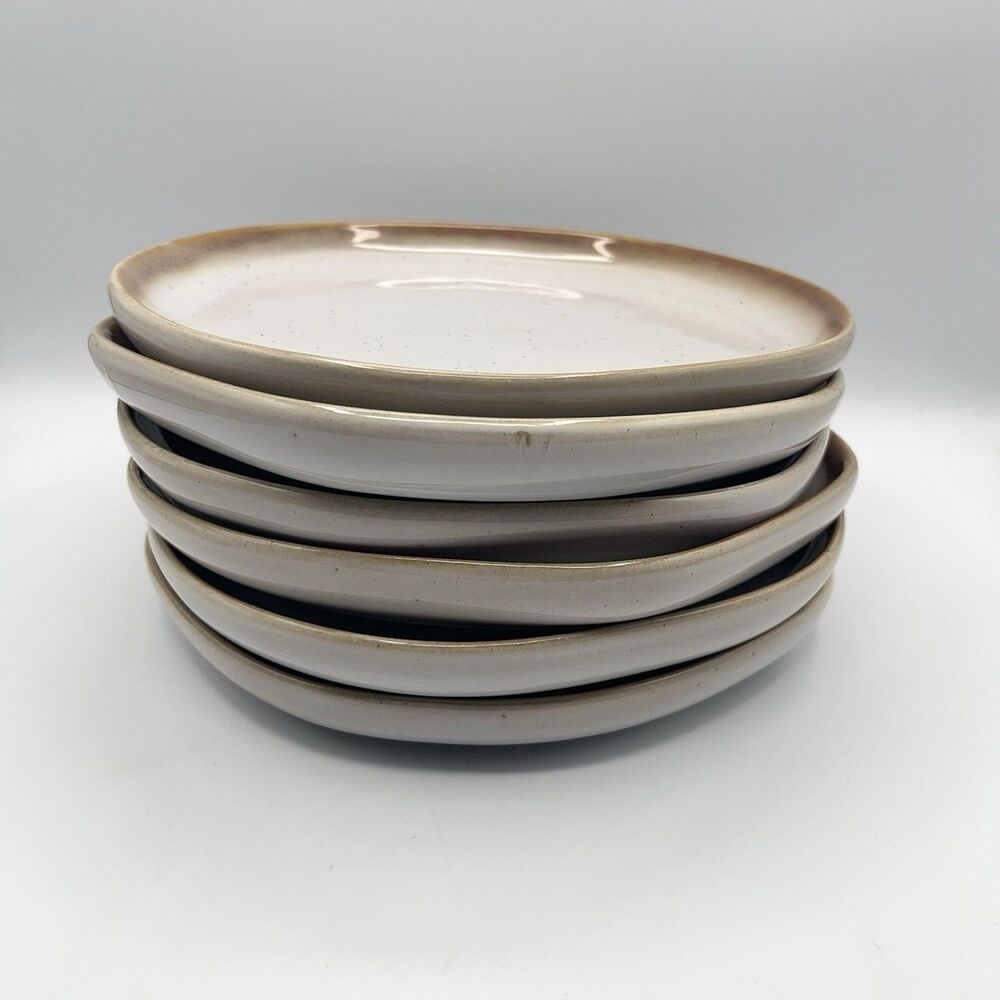 Hearth & Hand Magnolia Gray/Tan Stoneware 8.5” Salad Plates (6) Reactive Rim